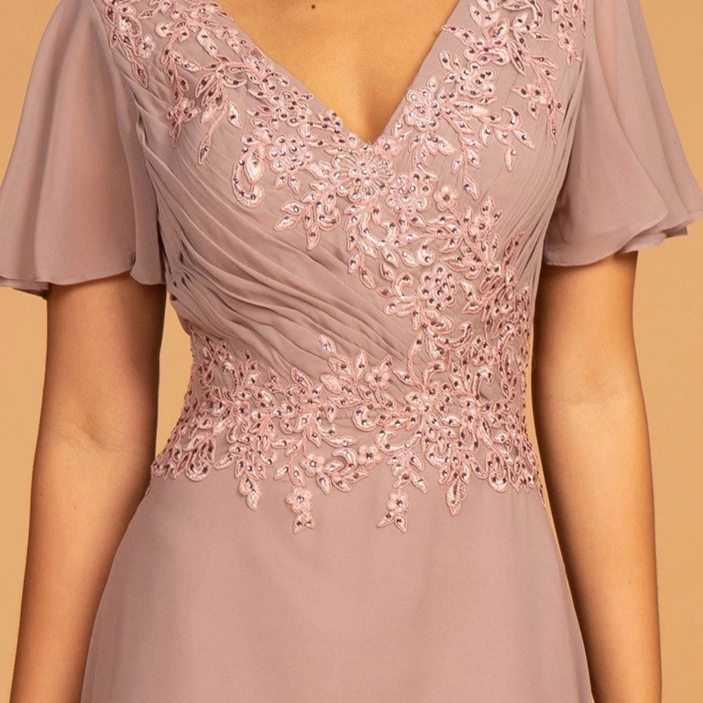 MOTHER OF THE BRIDE LONG GOWN DRESS GLS2520 MAUVE - Picture 2 of 5